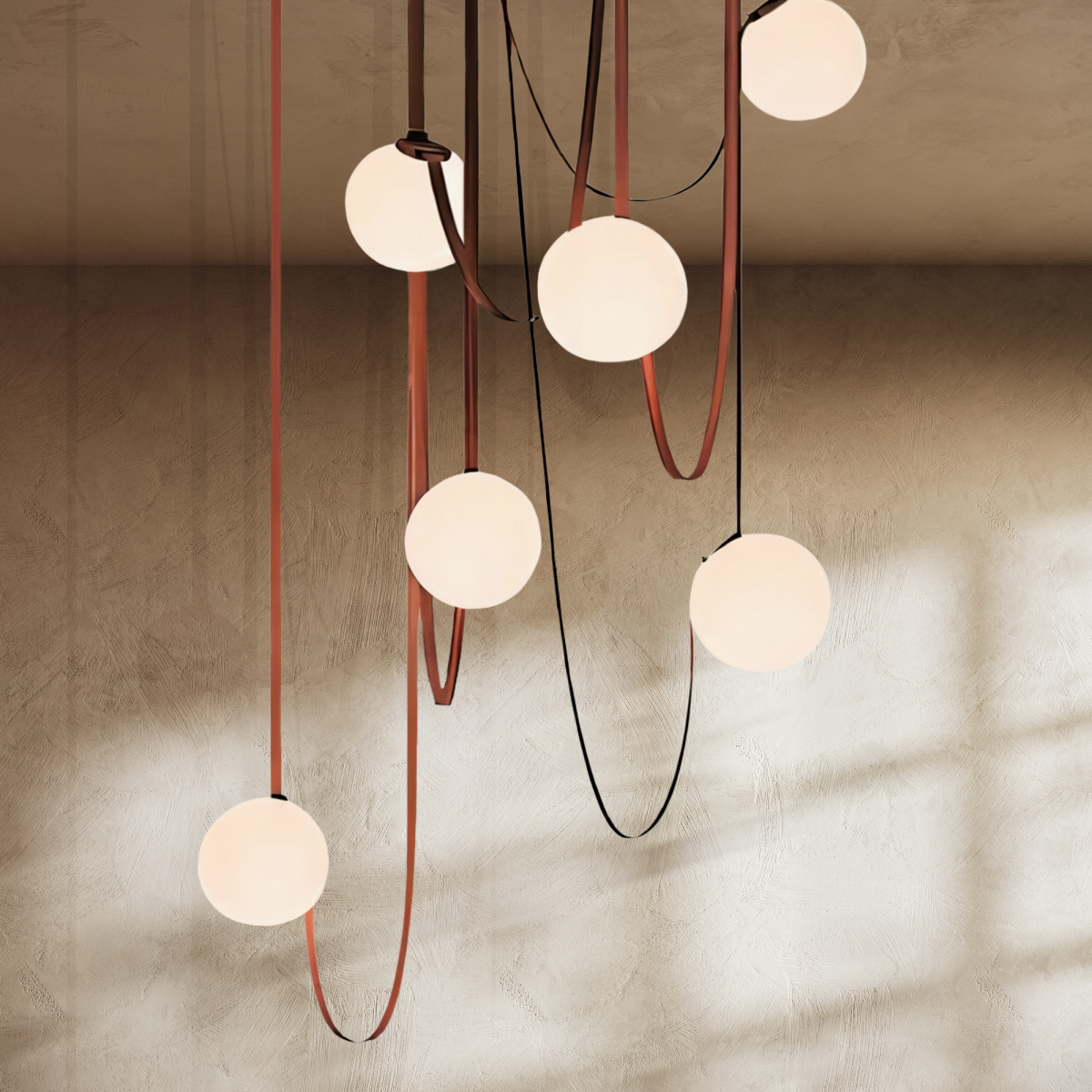 Leo Leather Glass Chandelier