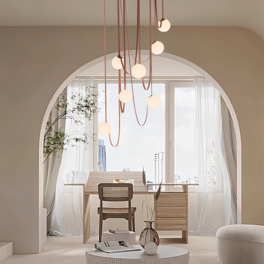 Leo Leather Glass Chandelier