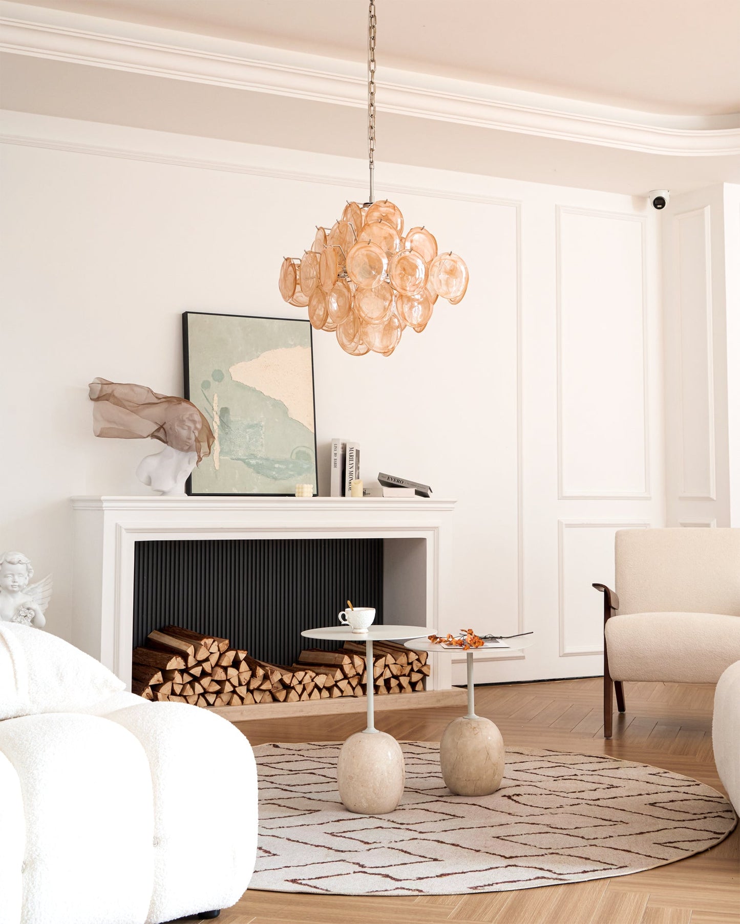 Serena Yellow Disc Murano Chandelier