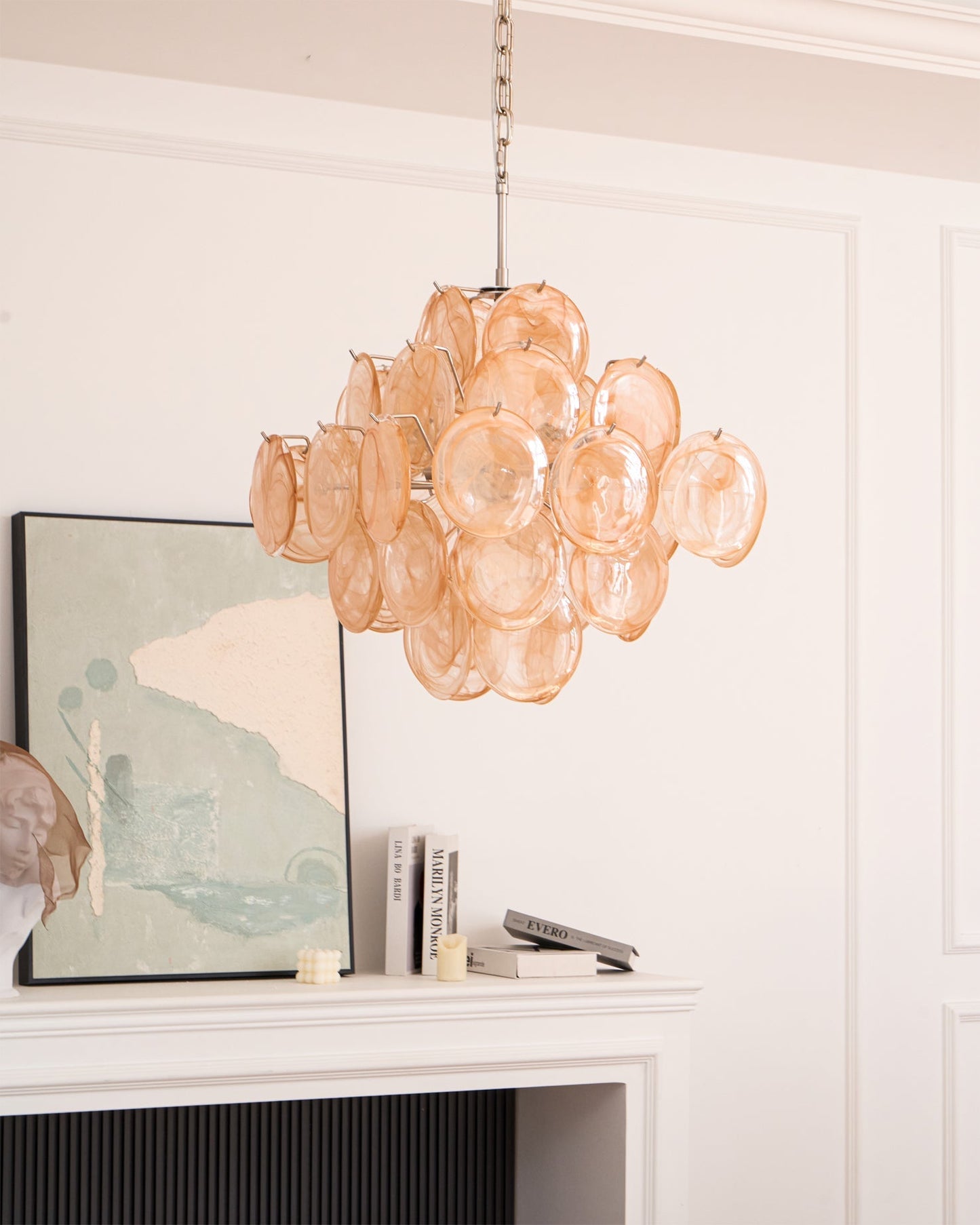 Serena Yellow Disc Murano Chandelier