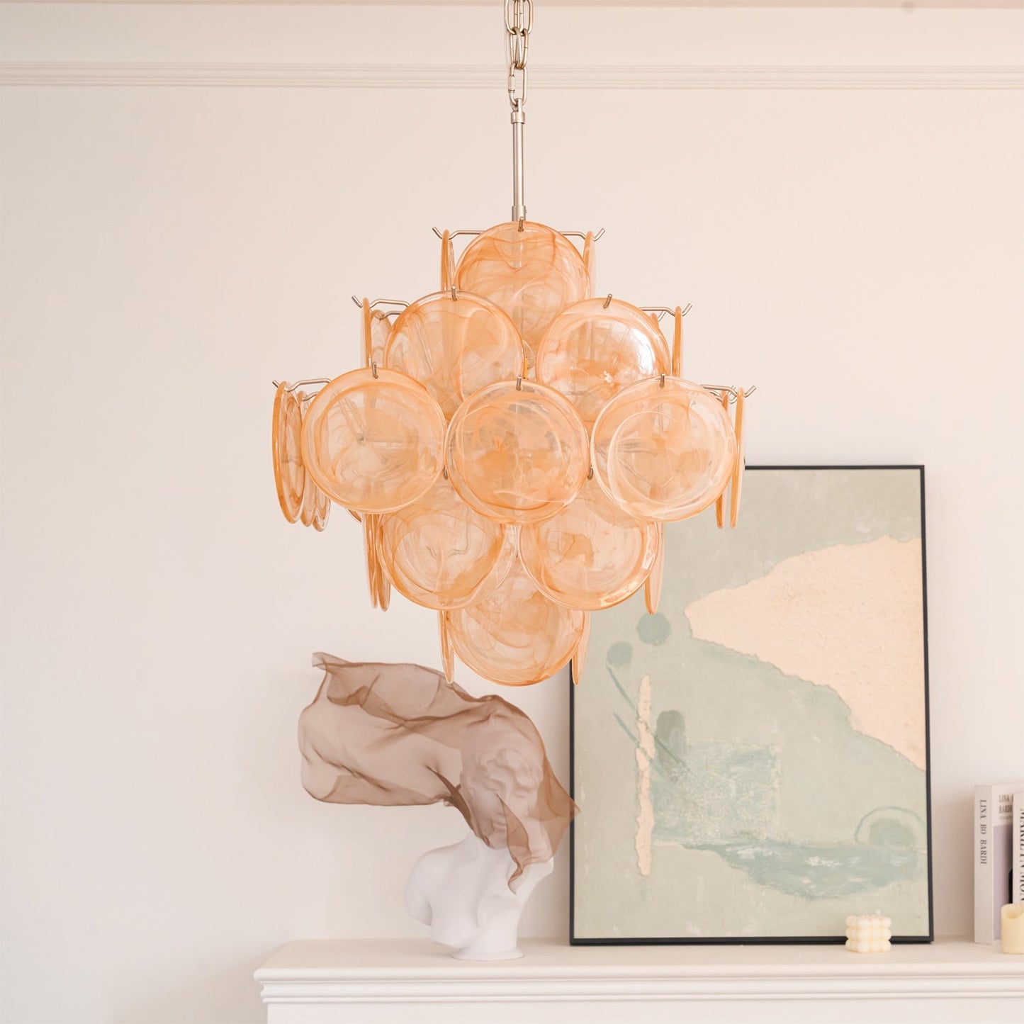 Serena Yellow Disc Murano Chandelier