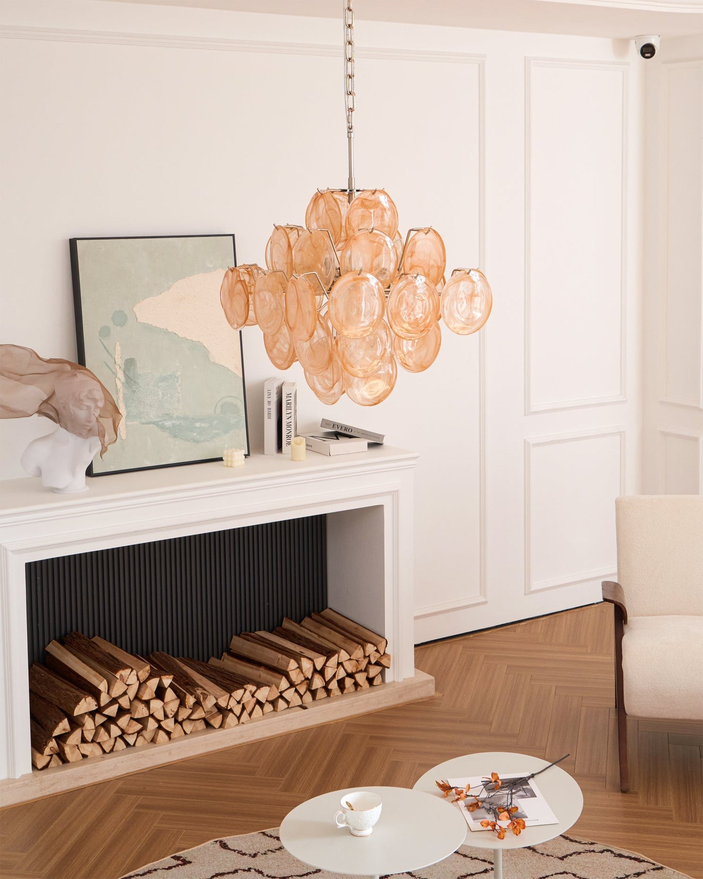 Serena Yellow Disc Murano Chandelier