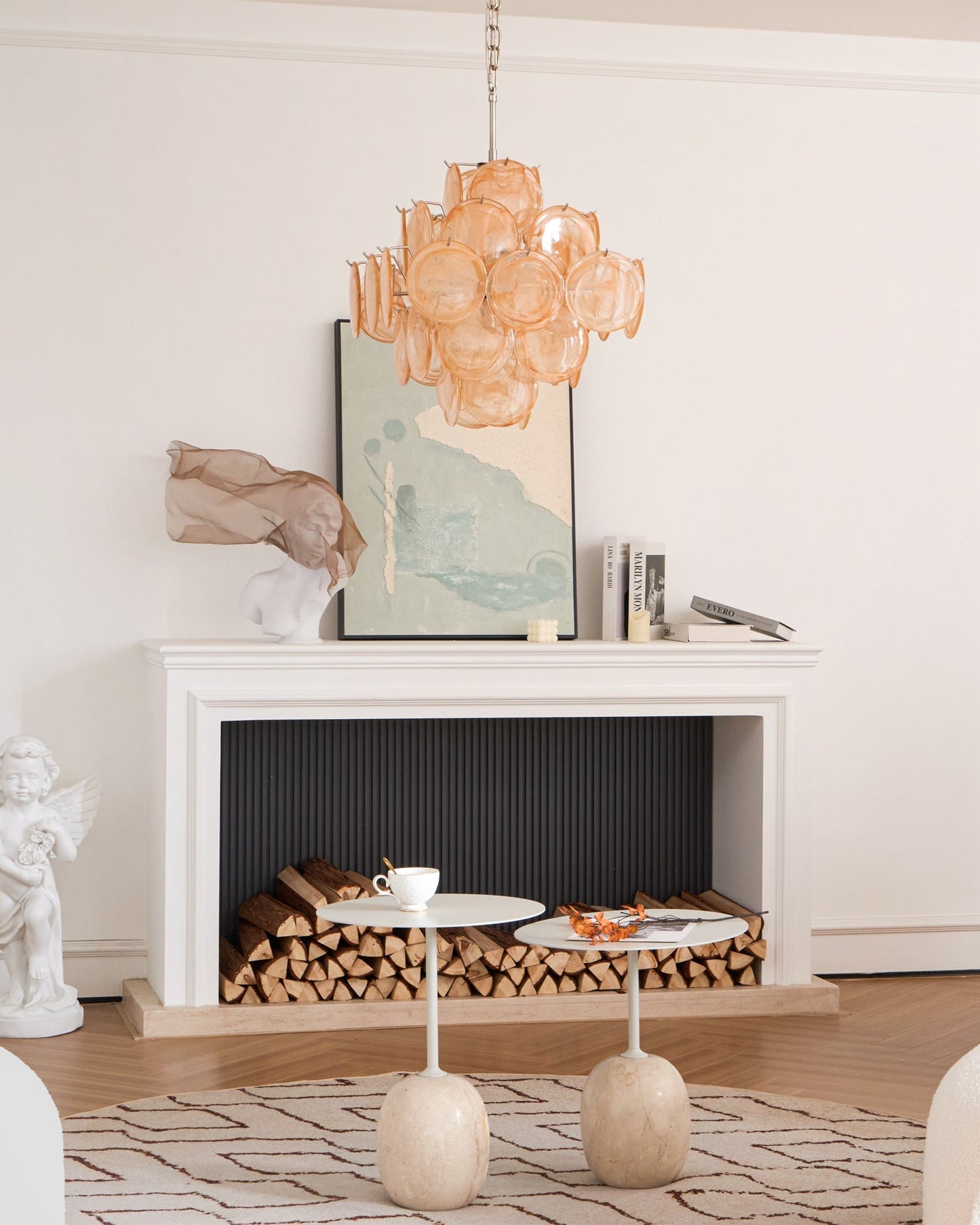 Serena Yellow Disc Murano Chandelier