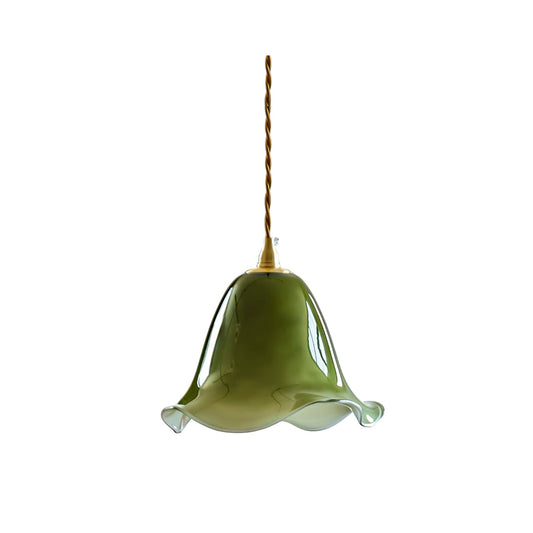 Green pendant lamp with a white background