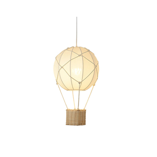 Pendant light with hot air balloon design on a white background