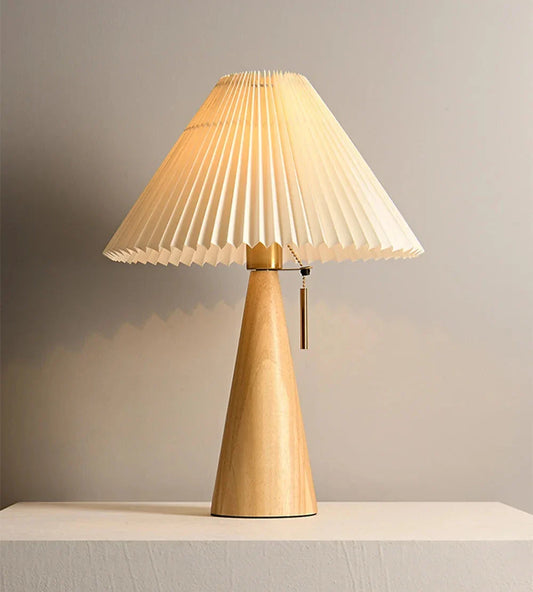 Lorenzo Solid Wood Vintage Pleated Table Lamp