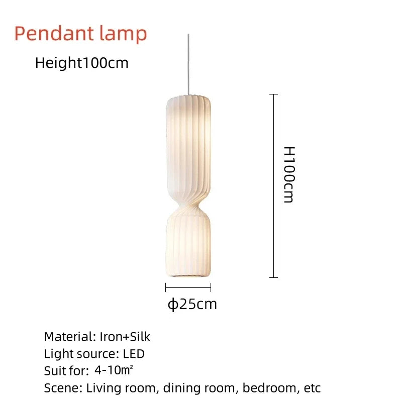 Danish Designer Cylindrical Shape Silk Pendant Lamp
