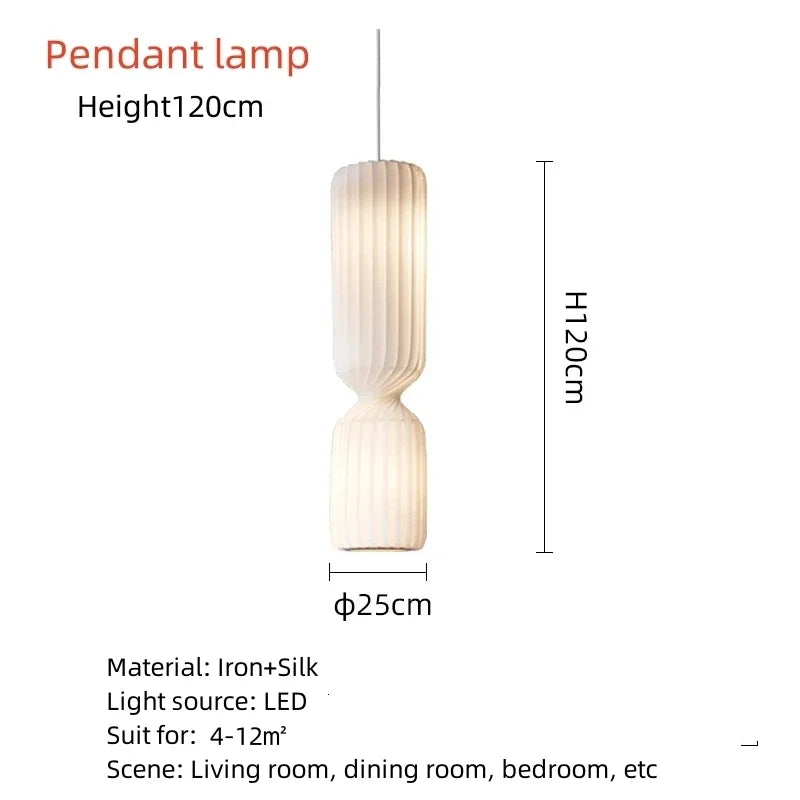 Danish Designer Cylindrical Shape Silk Pendant Lamp
