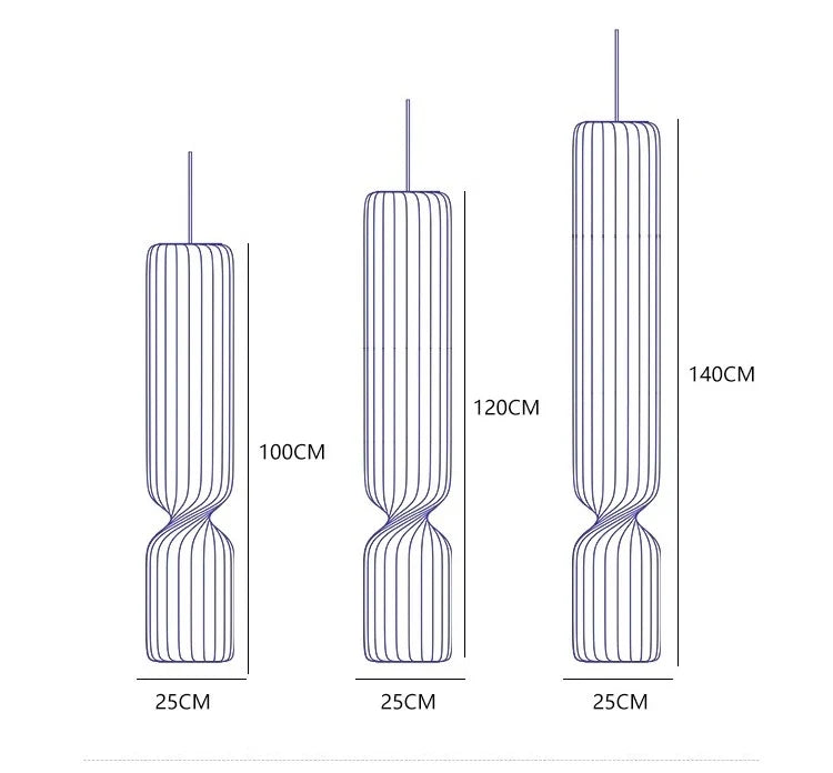 Danish Designer Cylindrical Shape Silk Pendant Lamp