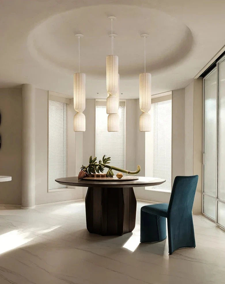 Danish Designer Cylindrical Shape Silk Pendant Lamp