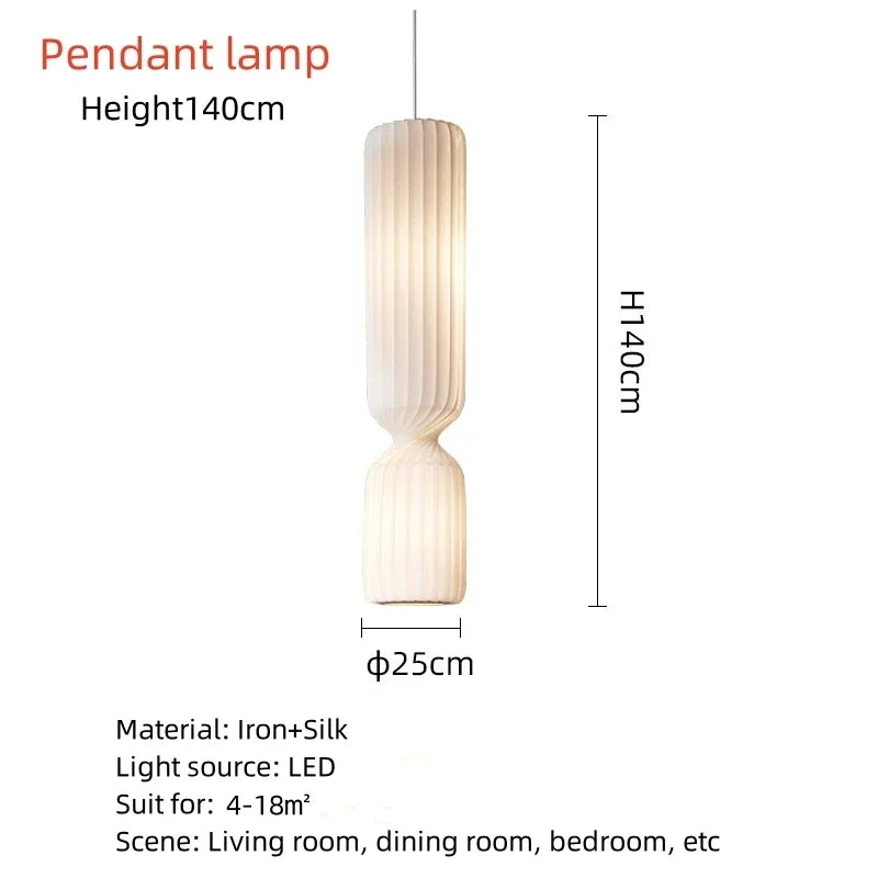 Danish Designer Cylindrical Shape Silk Pendant Lamp