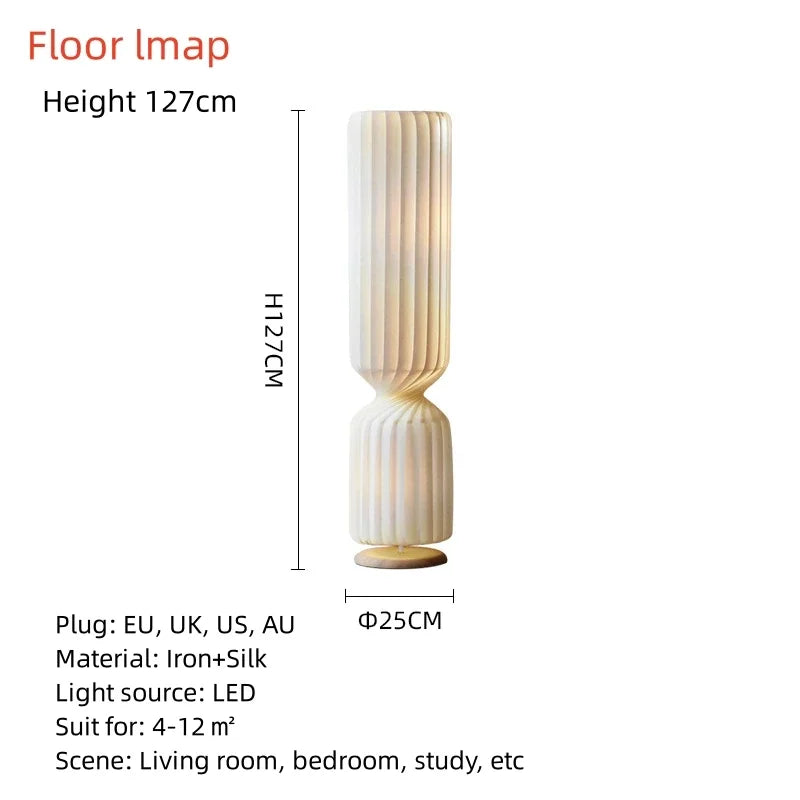 Danish Designer Cylindrical Shape Silk Pendant Lamp