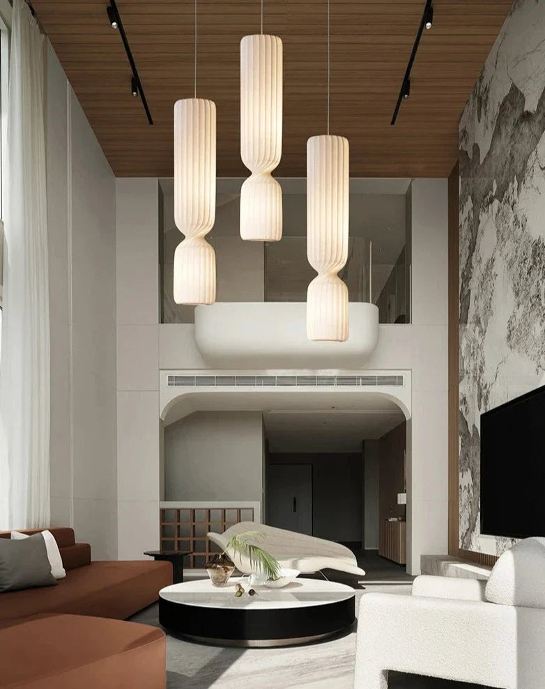 Danish Designer Cylindrical Shape Silk Pendant Lamp