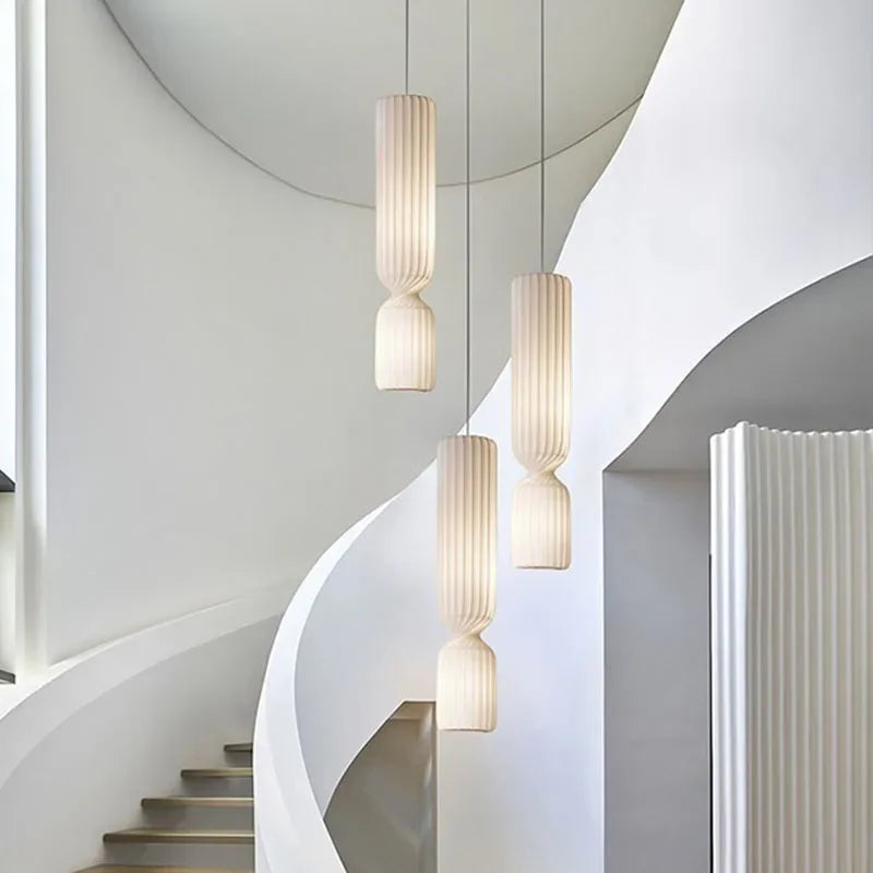 Danish Designer Cylindrical Shape Silk Pendant Lamp