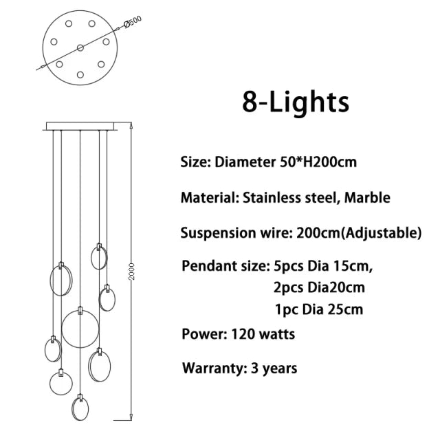 Leia Marble Crystal LED Chandelier