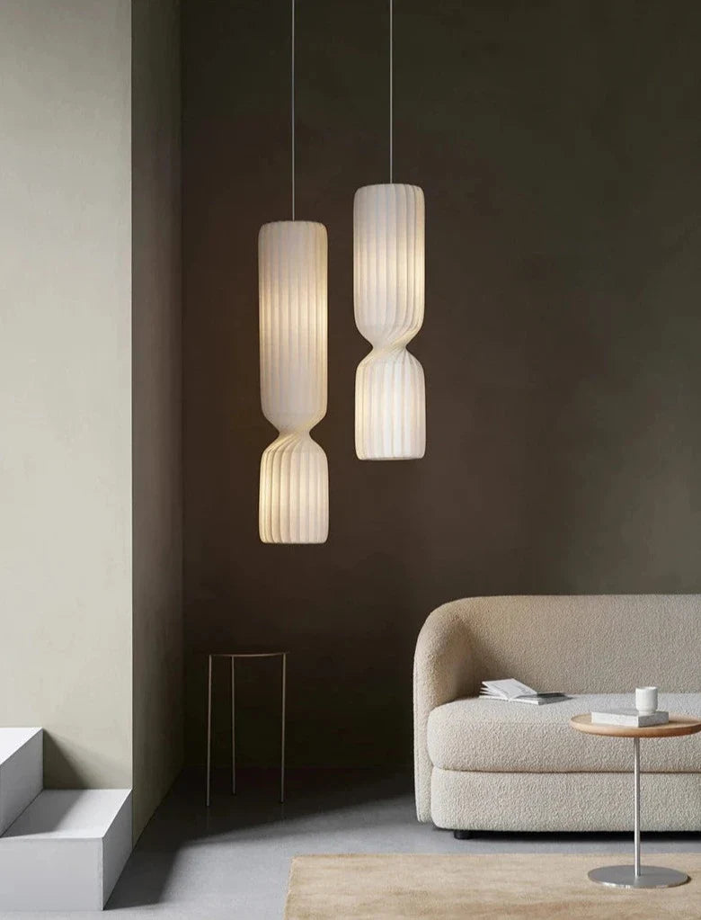 Danish Designer Cylindrical Shape Silk Pendant Lamp