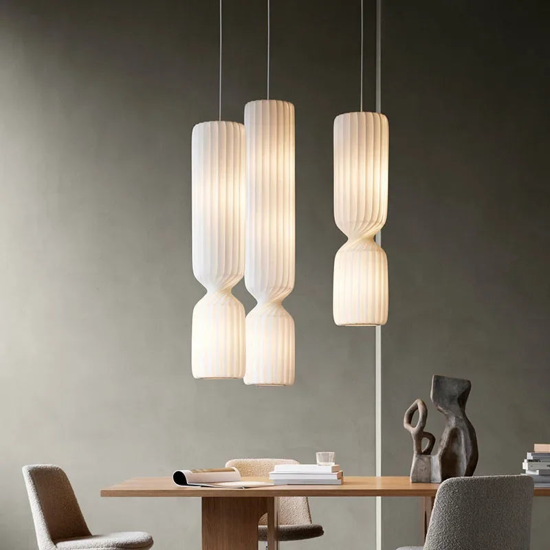 Danish Designer Cylindrical Shape Silk Pendant Lamp