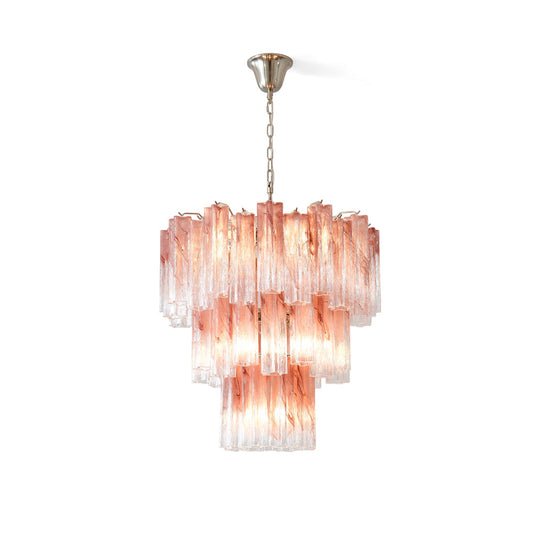 Pink Murano Tube Chandelier