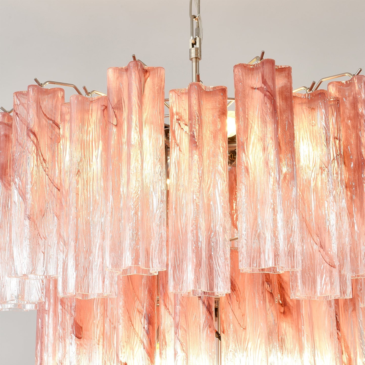 Pink Murano Tube Chandelier