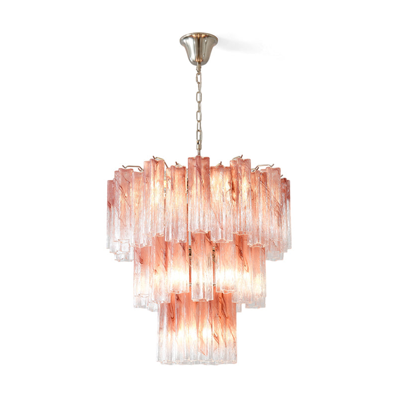 Pink Murano Tube Chandelier