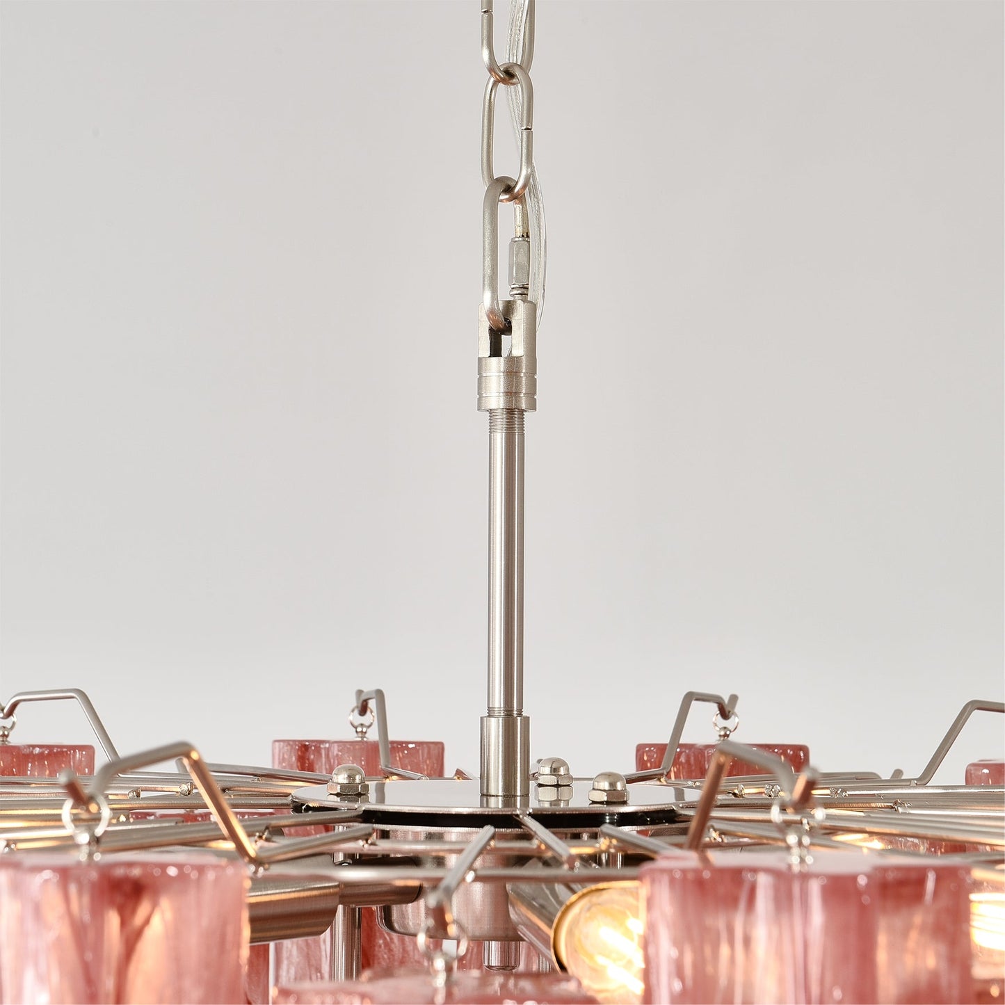 Pink Murano Tube Chandelier