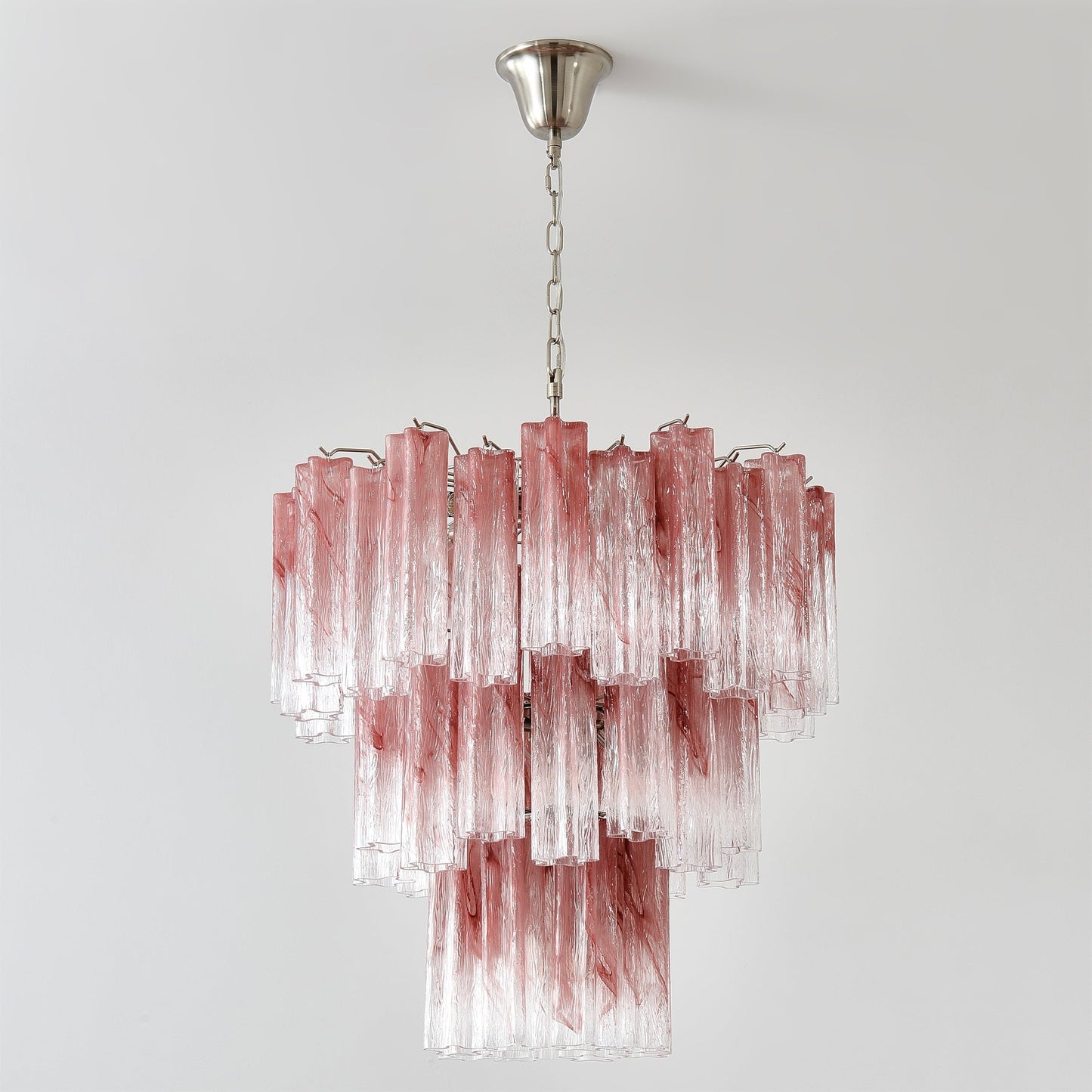 Pink Murano Tube Chandelier