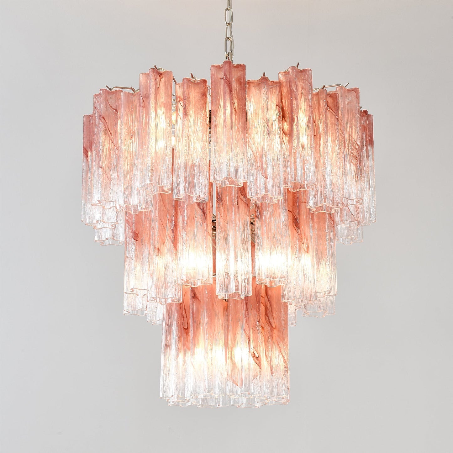 Pink Murano Tube Chandelier