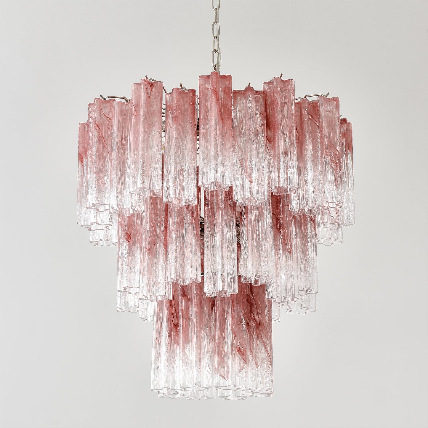 Pink Murano Tube Chandelier