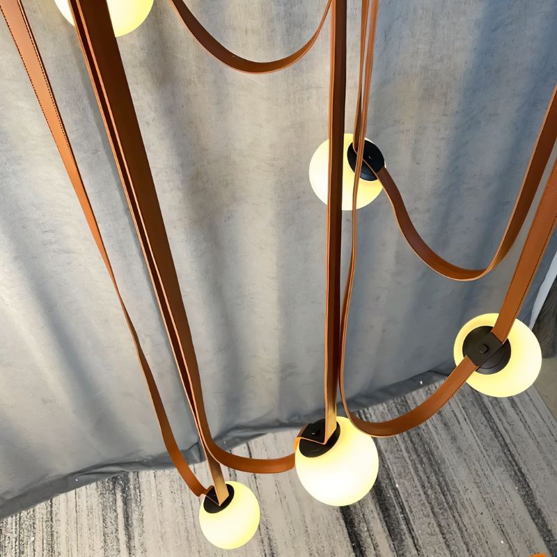 Leo Leather Glass Chandelier