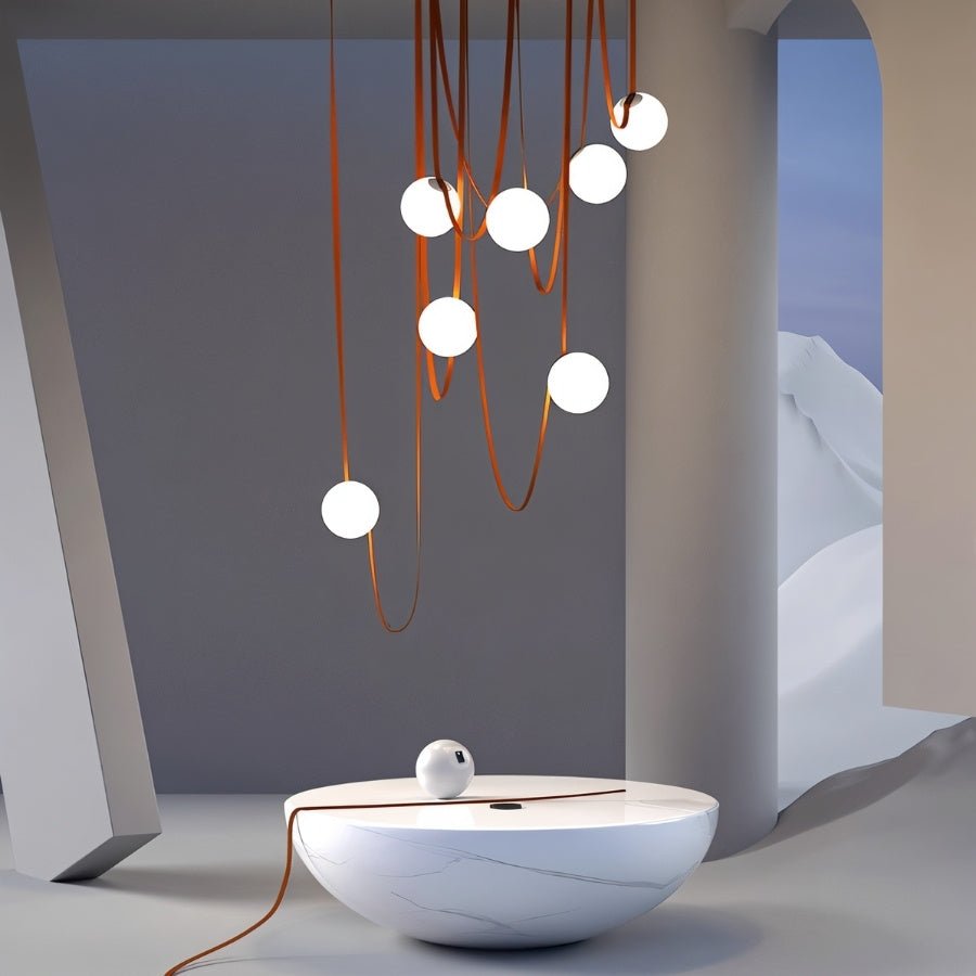 Leo Leather Glass Chandelier